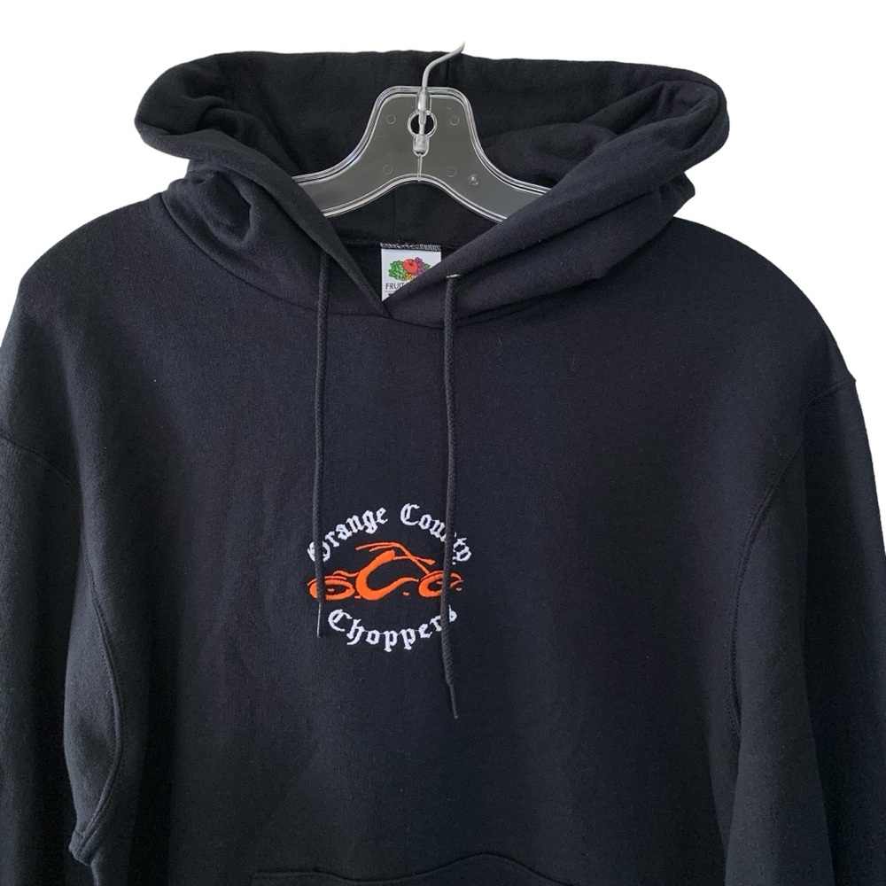 2000s Orange County Choppers Black & Orange 2 Sided Graphic Faded Hoodie NWOT - Picture 3 of 14